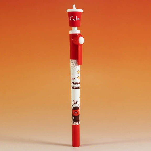 Denhf 1Pc Cartoon Gel Pens, Cute Fun Food Black Ink Pens, Novelty Smooth Writing Pens for Drawing, Journaling, and Note Taking, Kawaii Pens, Office Stationery Supplies, Coke, Red