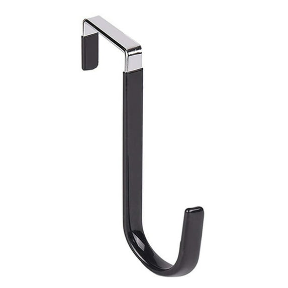 Denhf 1Pc Over the Door Hooks, Door Hangers Hooks with Rubber Prevent Scratches, Over Door Hooks for Bedroom Bathroom Cabinet, Heavy Duty Organizer Hooks for Hanging Clothes Hats Towels, Black