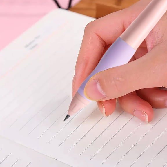 Denhf 1Pc Mechanical Pencils, 2.0mm Correction Pencil with 6 Refills and Comfort Grip, Ergonomic Mechanical Pencil for Writing Drawing, Stationery Supplies, Pink