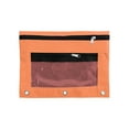 thumbnail image 1 of Denhf 1Pc Pencil Pouch for 3 Ring Binder, 3 Hole Pencil Pouches with Double Pockets, Clear Mesh Window Zipper Pencil Pouch for Office Supplies, Classroom Must Haves, 9.8" x 7.3", Orange, 1 of 4