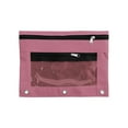 thumbnail image 1 of Denhf 1Pc Pencil Pouch for 3 Ring Binder, 3 Hole Pencil Pouches with Double Pockets, Clear Mesh Window Zipper Pencil Pouch for Office Supplies, Classroom Must Haves, 9.8" x 7.3", Pink, 1 of 4