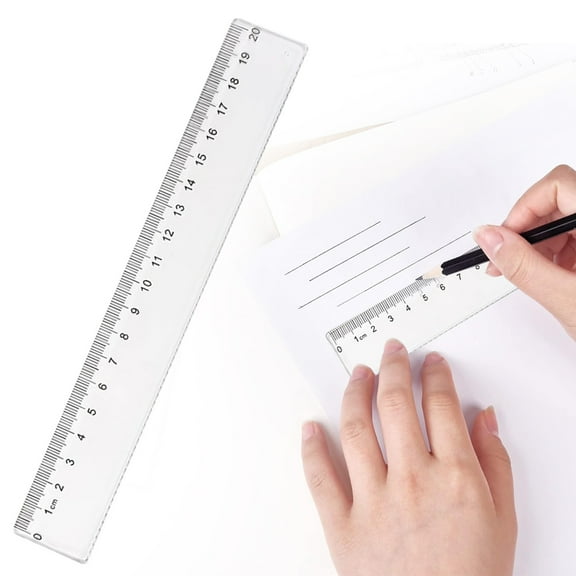 Denhf 1Pc Plastic Ruler, Clear Ruler with Millimeter and Centimeters, Shatterproof Straight Ruler for Home Office Supplies, Metric Ruler, Classroom Must Haves, 20cm