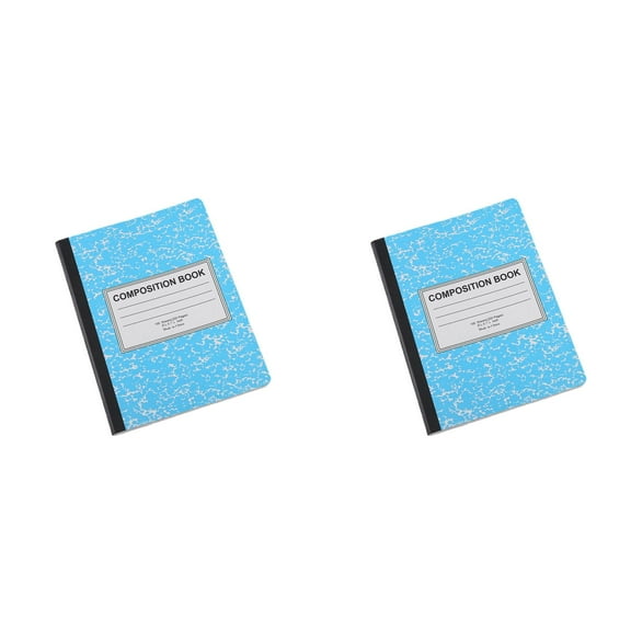Denhf 2Pcs Composition Notebook, Wide Ruled Composition Books, 100 Sheets/200 Pages, 9-3/4" x 7-1/2", Durable Marble Cover, Sturdy Sewn Binding, Office Classroom Supplies, Blue
