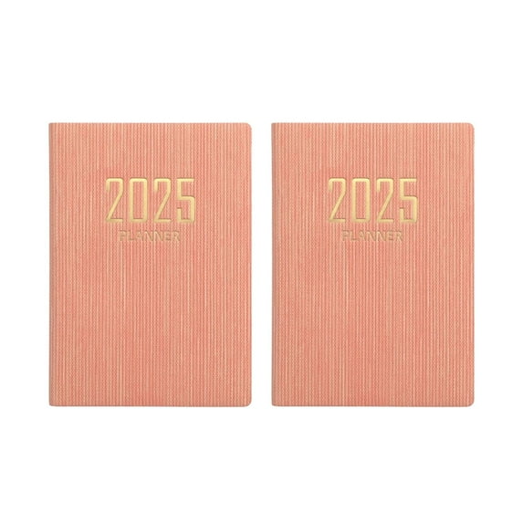 Denhf 2Pcs Planner 2025-2026, A7 Daily, Weekly and Monthly Planner, Jan 2025 to Dec 2026, Academic Planner, Planner Notebook, Schedule Planner, Flexible Cover, Sewn Binding, 4.2" x 3.1", Pink