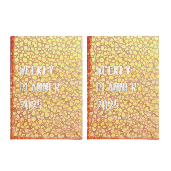 Denhf 2Pcs Planner 2025-2026, Daily, Weekly & Monthly Planner, Academic Planner, Jan 2025 to Dec 2026, Aesthetic Planner Notebook for Home Office Classroom, 60 Sheets/120 Pages, 4.2" x 3.1", Orange