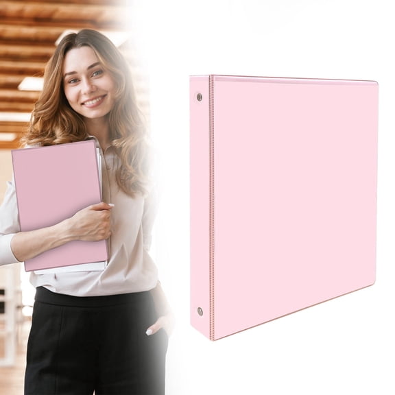 Denhf 3 Ring Binder, Durable 1 Inch Binder, Colored Three Ring Bider for Hoe Office Supplies, 1 Inch Bnders 3 Ring, Cute Binder, 3 Ring Binder 1 Inch, Classroom Must Haves, 11.6" x 9.8", Pink