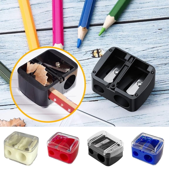 Denhf 4Pc Makeup Pencil Sharpener, Manual Small Pencil Sharpener with Lid and Double Hole, Eye Pencil Sharpener for Women, Crayon Sharpener for Kids, Lip Liner Sharpener, 4 Colors