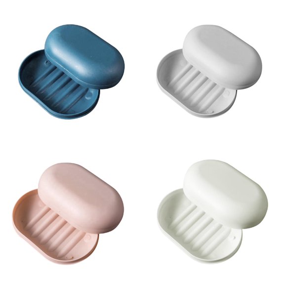 Denhf 4Pcs Travel Soap Case, Portable Leak-proof Soap Container with Lid, Plastic Soap Box for Bathroom Shower, Camping, Gym, Hiking, and Traveling, Travel Soap Dish, Soap Holder, 4 Colors