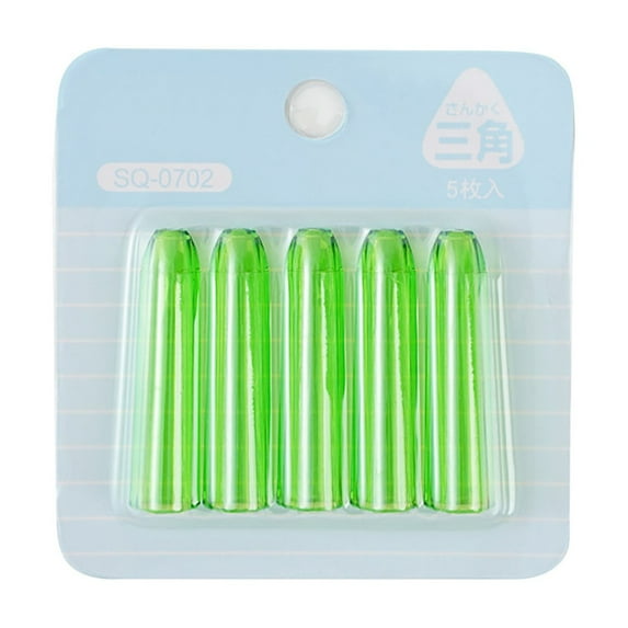 Denhf 5Pcs Plastic Pencil Cap, Clear Pencil Toppers Caps, Pen Tip Protector Cover for Wooden Pen, Colored Pencil Extender Holders, Office Supplies, Green