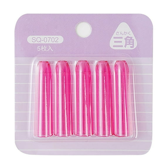 Denhf 5Pcs Plastic Pencil Cap, Clear Pencil Toppers Caps, Pen Tip Protector Cover for Wooden Pen, Colored Pencil Extender Holders, Office Supplies, Pink