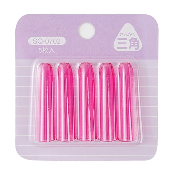 Denhf 5Pcs Plastic Pencil Cap, Clear Pencil Toppers Caps, Pen Tip Protector Cover for Wooden Pen, Colored Pencil Extender Holders, Office Supplies, Pink