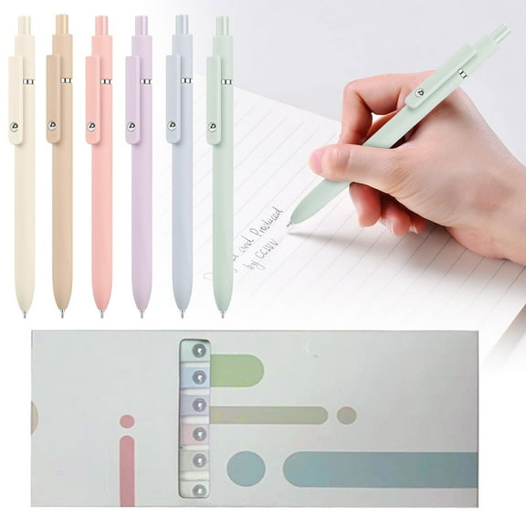 Denhf 6Pcs Gel Ink Pens, Aesthetic Pens, 0.5mm Quick Dry Black Ink Pen, Fine Point Smooth Writing Pens, Nice Pens for Journaling, Cute Pens for Nurses Teacher, Office Supplies