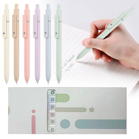 Denhf 6Pcs Gel Ink Pens, Aesthetic Pens, 0.5mm Quick Dry Black Ink Pen, Fine Point Smooth Writing Pens, Nice Pens for Journaling, Cute Pens for Nurses Teacher, Office Supplies