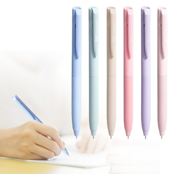 Denhf 6Pcs Gel Pens, 0.5mm Fine Point Retractable Colored Ink Pens, Quick Dry Smooth Writing Pens for Journaling and Note Taking, Aesthetic Pens, Office Supplies, 6 Colors