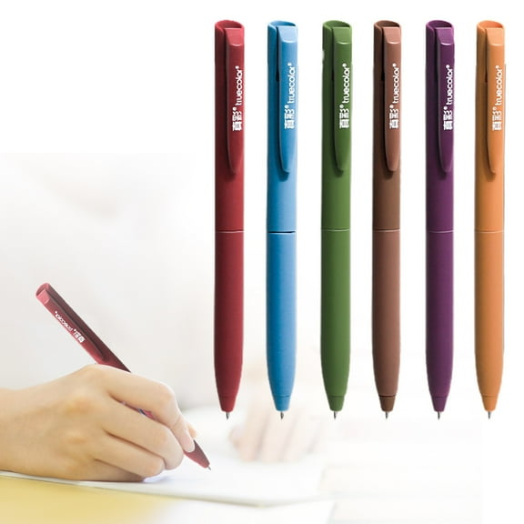 Denhf 6Pcs Gel Pens, 0.5mm Fine Point Retractable Colored Ink Pens, Quick Dry Smooth Writing Pens for Journaling and Note Taking, Aesthetic Pens, Office Supplies, 6 Colors