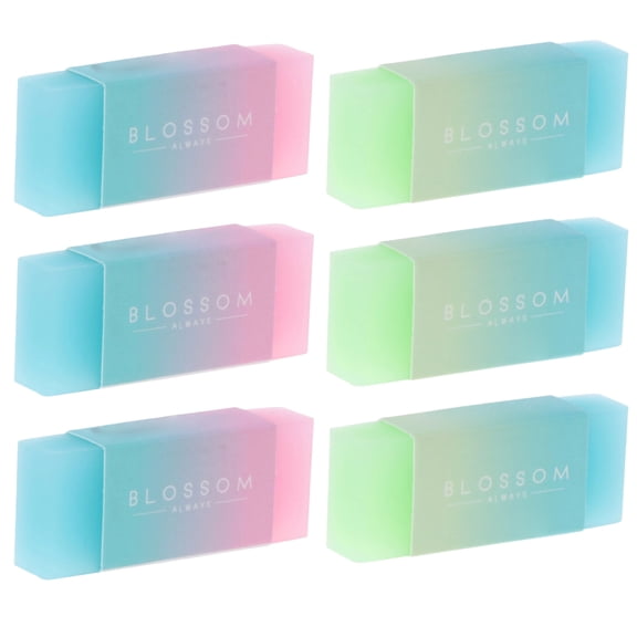 Denhf 6Pcs Jelly Color Erasers, Latex-Free Pencil Erasers, Soft Block Erasers for Home Office Supplies, No Crumbling, Classroom Must Haves, 2 Colors