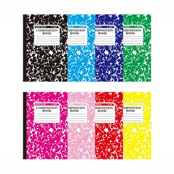 Denhf 8 Pack Composition Notebook, Wide Ruled Composition Book, Marble Composition Notebooks, 30 Sheets/60 Pages, Hard Cover, Sewn Binding, Classroom Must Haves, 8.3" x 5.5", 8 Colors