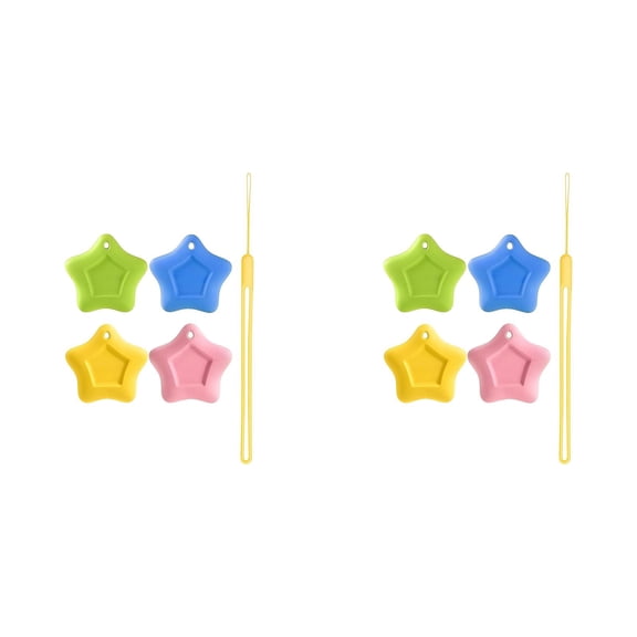 Denhf 8Pcs Star Erasers, Soft Fun Star Shaped Eraser with Lanyard, Cute Pencil Erasers for Classroom Prizes Rewards Gifts Party Favors Office Supplies, Teacher Must Haves, 2", 4 Colors