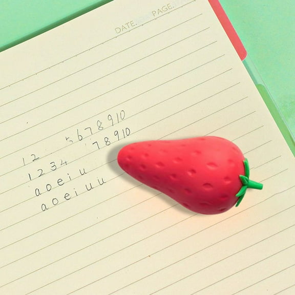 Denhf Big Mac Creative Fruit Shaped Erasers, Realistic Cartoon Carrot Strawberry Mango Erasers, Fun Pencil Erasers for Classroom, Home Office Stationery Supplies, Strawberry, 2.6 Inch