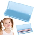 thumbnail image 1 of Denhf Clear Pencil Box, Plastic Pencil Case with Hinged Lid and Snap Closure, Hard Stationery Storage Case for Pens, Pencils, and Drill Bits, Office Classroom Supplies, 6.7" x 2", Blue, 1 of 9