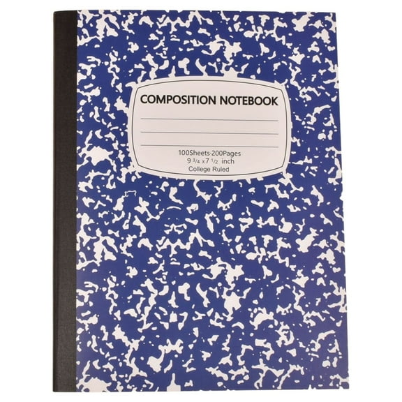 Denhf Composition Notebook, College Ruled Composition Book, Marble Composition Notebooks, 100 Sheets/200 Pages, Hard Cover, Durable Sewn Binding, 9-3/4" x 7-1/2", Blue
