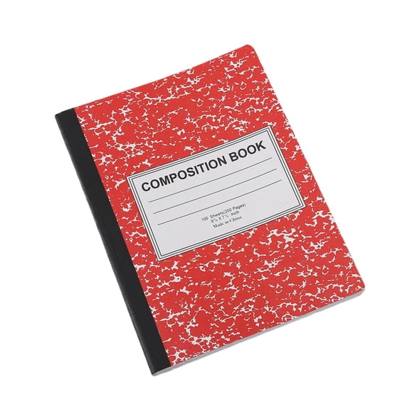 Denhf Composition Notebook, Wide Ruled Composition Books, 100 Sheets/200 Pages, Marble Cover, Sturdy Sewn Binding, Classroom Must Haves, 9.6" x 7.4", Red
