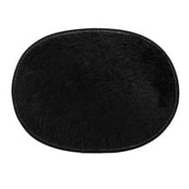 Denhf Fluffy Oval Bathroom Rugs, Non Slip Absorbent Chenille Bath Mat, Ultra Soft Plush Shower Mat, Quick Dry Microfiber Bath Rugs, Door Mat Outside Entrance, Washable Area Rug, 16" x 12", Black