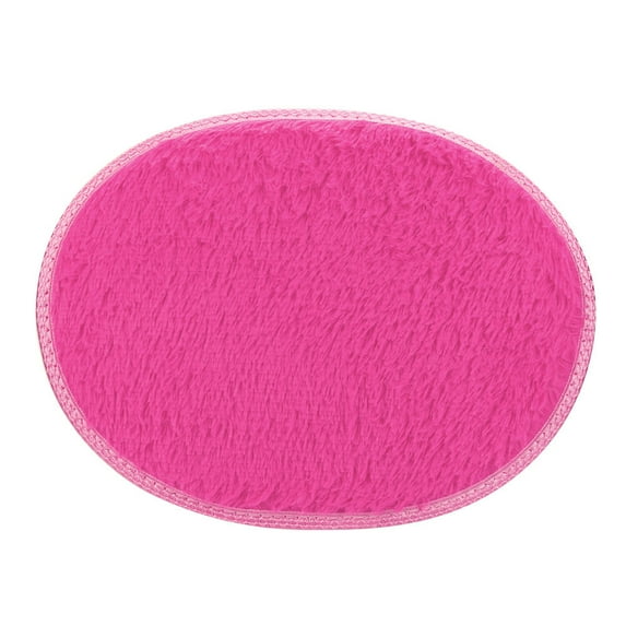 Denhf Fluffy Oval Bathroom Rugs, Non Slip Absorbent Chenille Bath Mat, Ultra Soft Plush Shower Mat, Quick Dry Microfiber Bath Rugs, Door Mat Outside Entrance, Washable Area Rug, 16" x 12", Pink