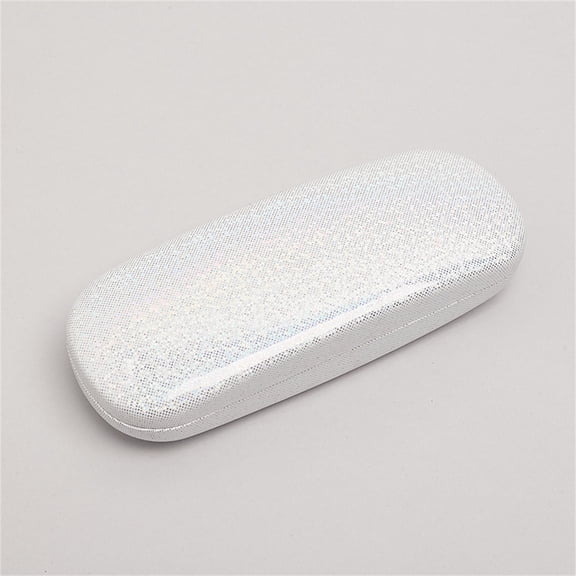 Denhf Glasses Case, Unisex Hard Shell Eyeglass Case with Cleaning Cloth, Glitter Eye Glass Case for Men Women, Portable Eyeglasses Case for Most Glasses, 6.5" x 2.4", Silver