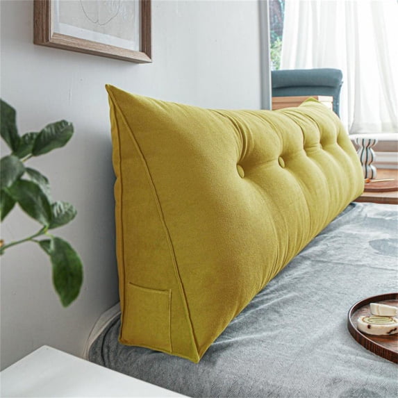 Denhf Headboard Pillow, Wedge Pillow Headboard with Removable Cover, Triangular Headboard Pillow for Bed Sofa Dorm, Daybed Pillows for Sitting, Reading and Working, 24" x 20", Yellow