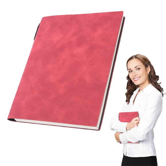 Denhf Lined Journal Notebook, A5 College Ruled Leather Notebooks with Pen Slot, Thick Business Journal for Men Women Office Work Writing, 260 Pages, 8.4" x 6.2", Red