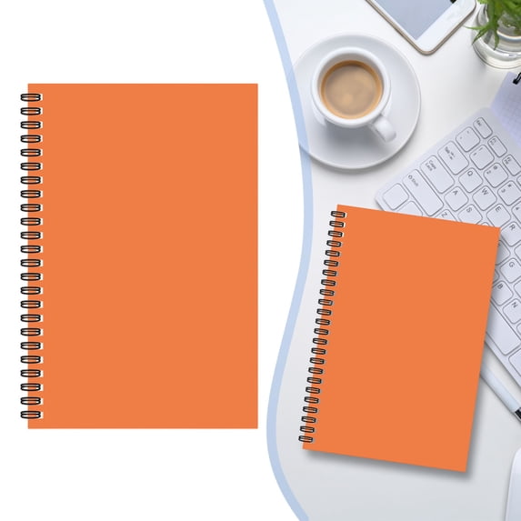 Denhf Lined Spiral Journal Notebook, A5 Wide Ruled Notebook, Journals for Writing, Journaling Notebooks for Women Men, 100 Pages, Office Supplies, Classroom Must Haves, 8.3" x 5.5", Orange