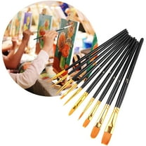 Denhf Paint Brushes Set, 10Pcs Nylon Hair Paintbrushes, Round-Pointed Tip Paint Brushes for Acrylic Painting, Miniature Paint Brushes for Craft Oil, Painting Supplies, Black