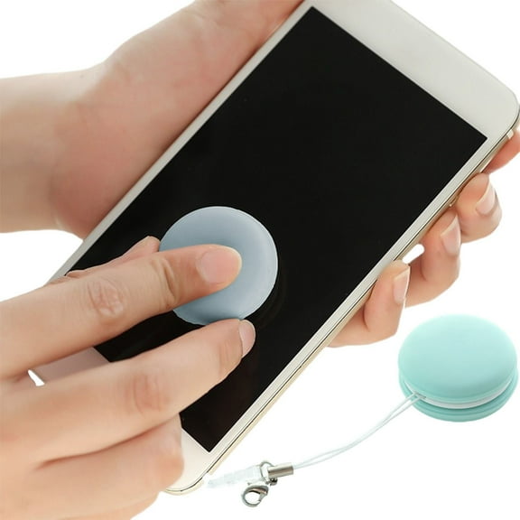 Denhf Phone Screen Cleaner, Screen and Eyeglass Brush Cleaner with Dust Plug, Portable Cleaning Tool Pendant for Glasses, Laptop and Camera Lens, Reusable Mobile Phone Screen Wipe, 1.4", Blue