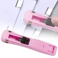 thumbnail image 1 of Denhf Portable Binder Clip Stapler, Reusable Paper Clam Clip Dispenser, Handheld Stapler Push Stapler Clips Paper Clamp Dispenser for Home Office Classroom Supplies, Pink, 1 of 8