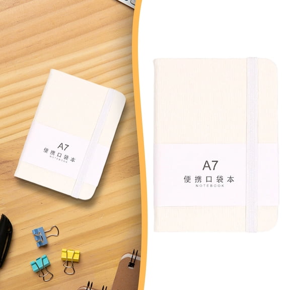 Denhf Small Pocket Notebook, A7 Hardcover Mini Journal, Lined Note Pads for Work and Note Taking, Journaling Notebooks for Women Men, Office Classroom Supplies, 200 Pages, 4.4" x 3.2", Beige