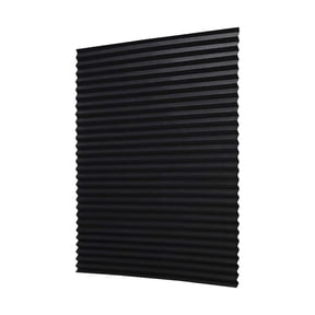 Denhf Window Blinds, No Drill Self Adhesive Cordless Blinds with 2 Clips, Light Filtering Pleated Fabric Temporary Blinds for Indoor Windows, Window Shades for Home Office, 35.4" x 59", Black