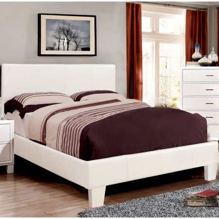 Denhour Anita I Contemporary Faux Leather Upholstered Platform Kids Bed White Full N/A