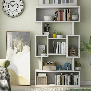 Denhour DH BASIC Modern Open Bookcase Display Shelf by  White