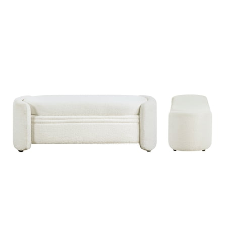 Denhour DH BASIC Pressice Contemporary Boucle Storage Bench for Bedroom Entryway by Beige