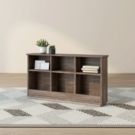 Denhour DH BASIC Transitional 6-Shelf Bookcase Headboard by Walnut Walnut Finish, Wood Finish Full