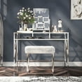 thumbnail image 1 of Denhour DH LUX Glam Glass Vanity Table and Stool Set by  Chrome Chrome Finish, 1 of 5