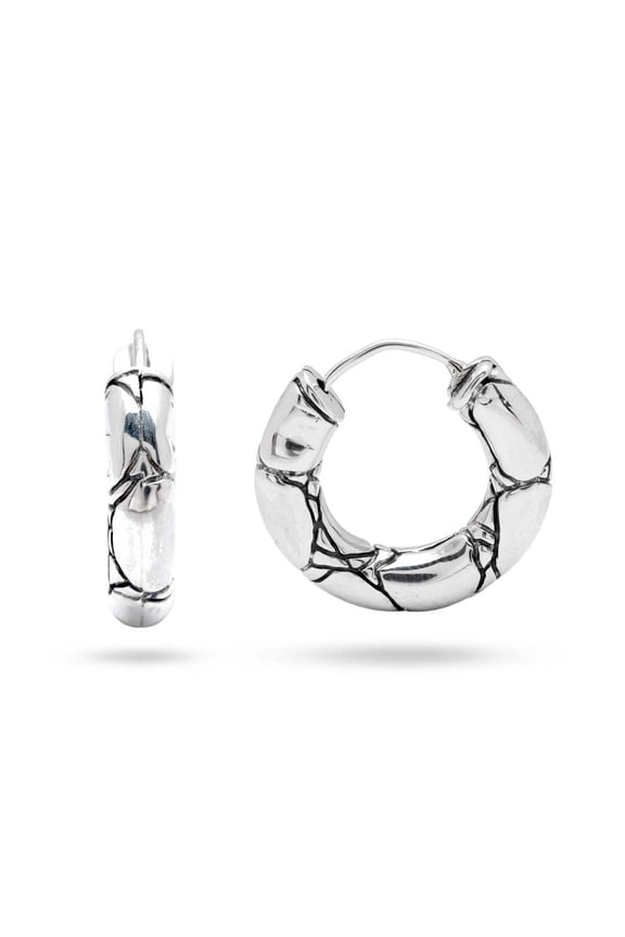 925 Sterling Silver Earring Hoop Crocodile Motif Medium Size