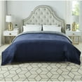 thumbnail image 1 of Deniau Flannel Reversible Heathered Sherpa Throw Blanket - Super Soft, 108" x 90", Navy, 1 of 10