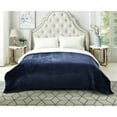 thumbnail image 1 of Deniau Flannel Reversible Solid Sherpa Throw Blanket - Super Soft, 60" x 80", Navy, 1 of 10