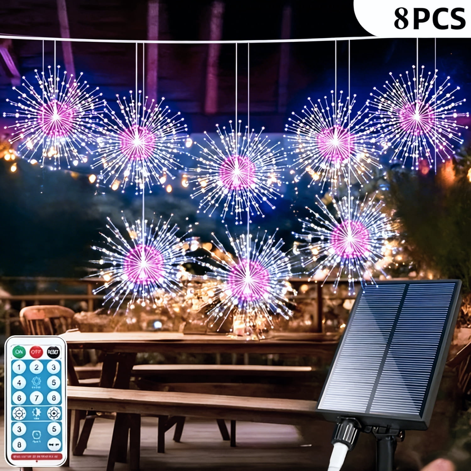 Led Starburst Slssqhz 8 Pack Firework Starburst Lights 8 Modes LED Battery Operated ...