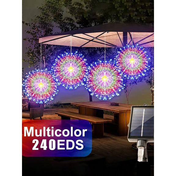 Slssqhz 4 Pack Firework Starburst Lights 8 Modes LED Battery Operated Chandelier Star Lights with Remote, Hanging Ceiling Decor for Bedroom, Yard, Patio, Party, Christmas Decor