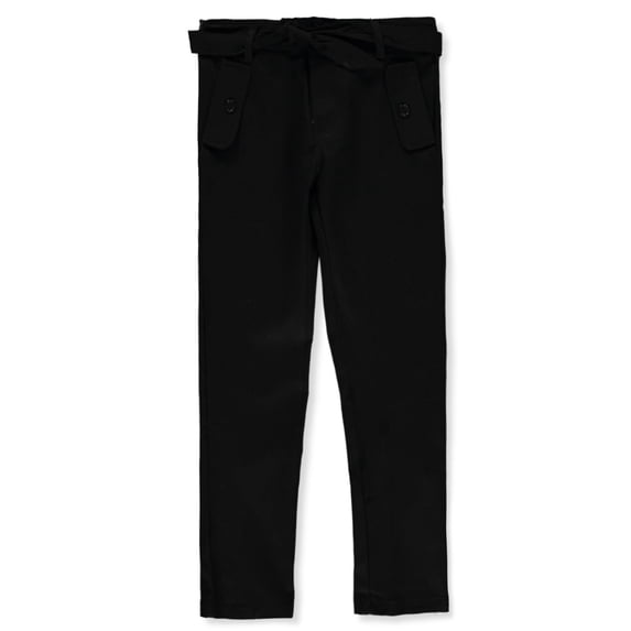 Denice Girls' Stretch Straight Pants With Sash Color: black Size: 4