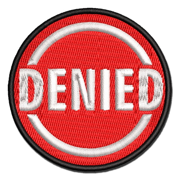 Denied Circle Applique Multi-Color Embroidered Iron-On Patch - 3 Inch Medium