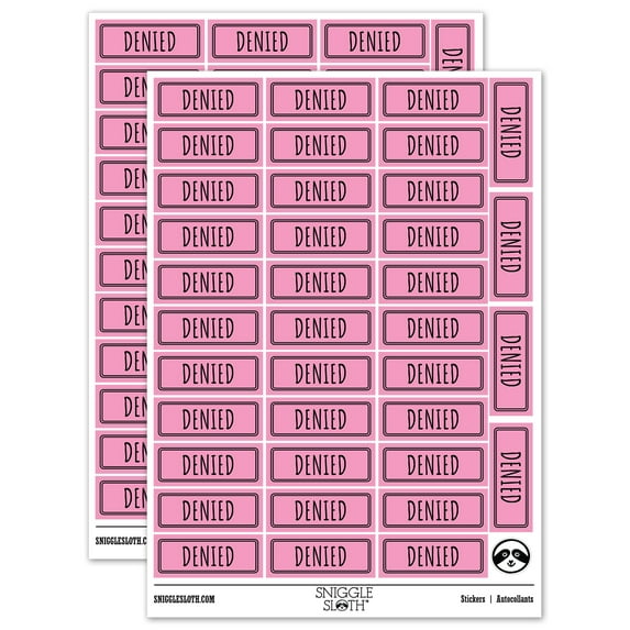 Denied Double Line Border Sticker Set - Light Pink - Matte Finish - 1.5" Small